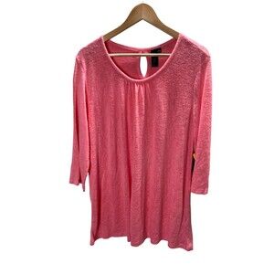 Focus Casual Life Top Women's Size XL Pink Round Neck Keyhole